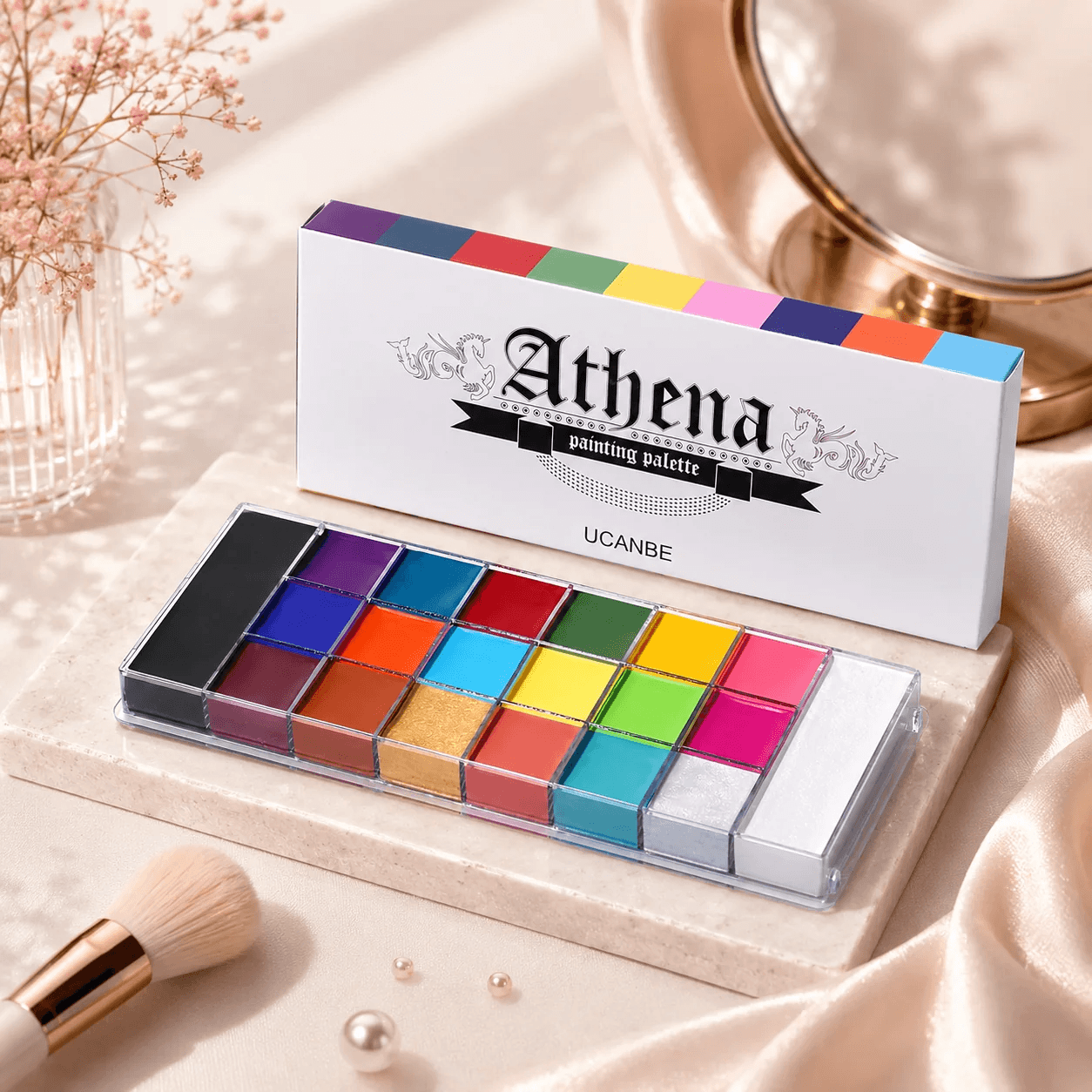 All in one Color Palette with 20 Shades For Lips, Blushes, Eyeshadows and Foundation