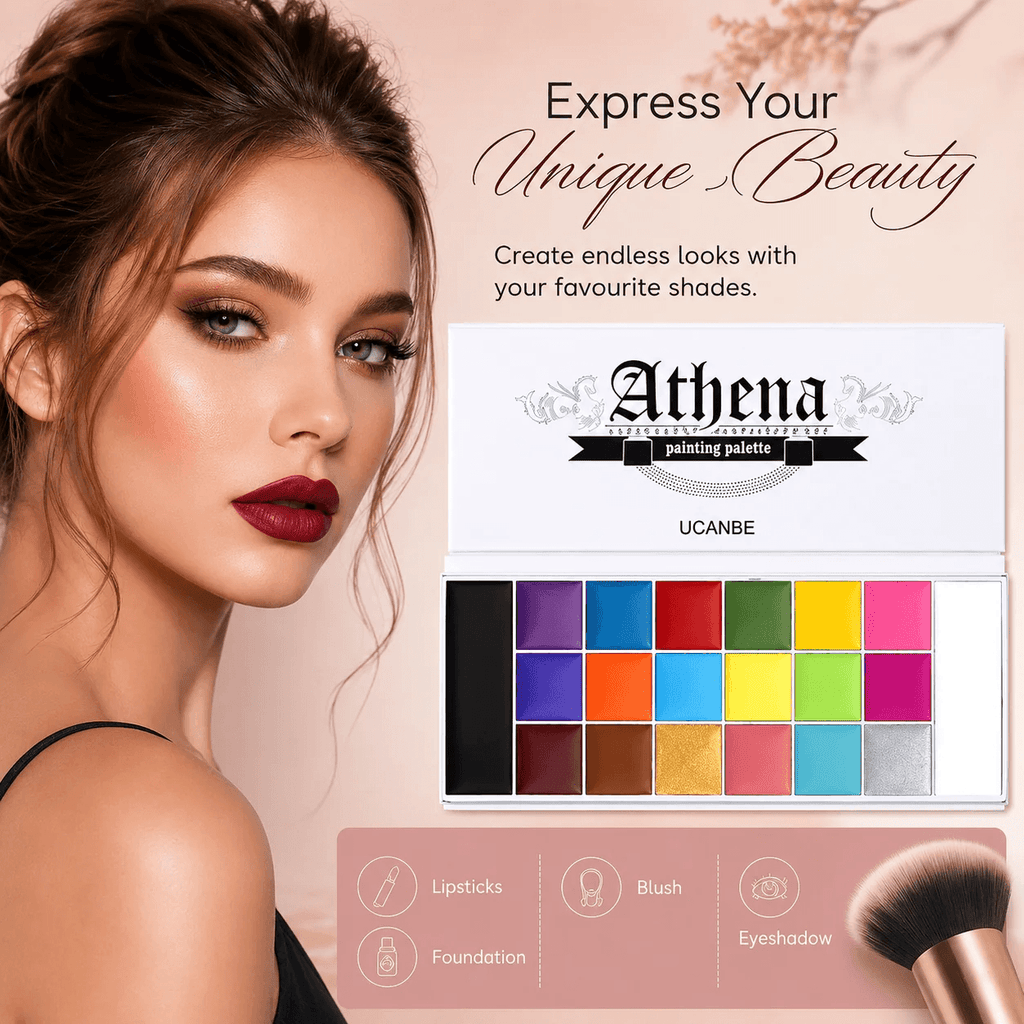 All in one Color Palette with 20 Shades For Lips, Blushes, Eyeshadows and Foundation