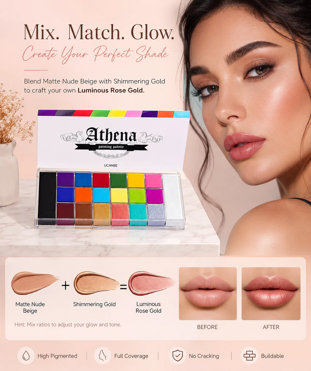 All in one Color Palette with 20 Shades For Lips, Blushes, Eyeshadows and Foundation